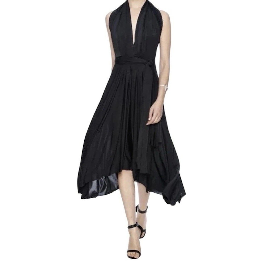 Mai Tai Infiniti Convertible Black Halter-Style Wrap Midi Dress